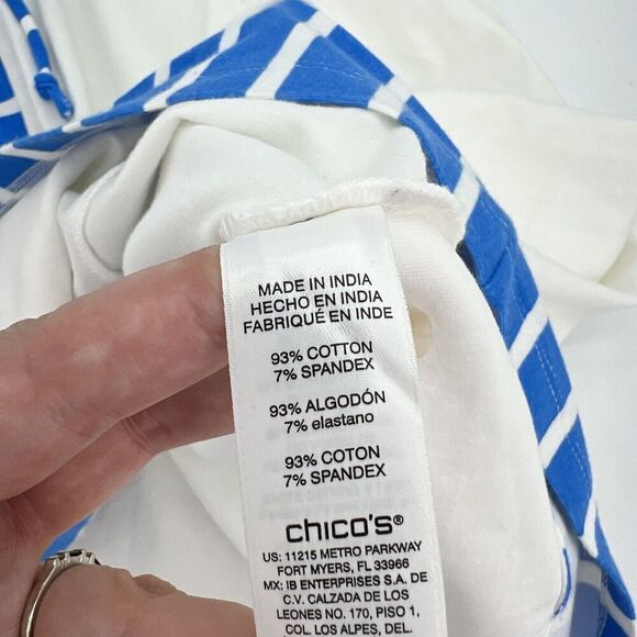 Chicos White Blue Full Zip Hooded Jacket Size Large Long Sleeve - Picture 5 of 5